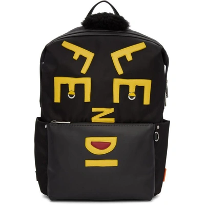 Shop Fendi Black Nylon ' Faces' Backpack In Jbx Black