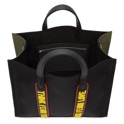 Shop Fendi Black Nylon 'think ' 'yes' Tote