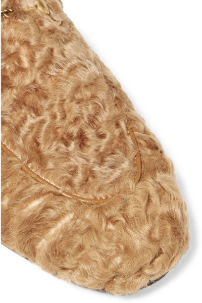 Shop Gucci Princetown Horsebit-detailed Shearling Slippers In Beige