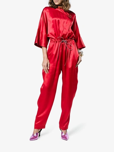 Shop Roksanda Tamiko Silk Jumpsuit In Red