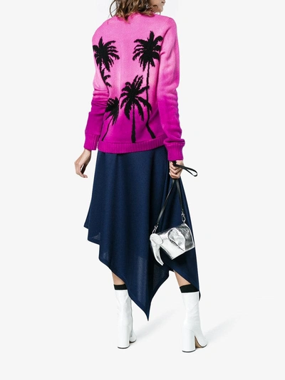 Shop The Elder Statesman Pink Tie Dye Palm Tree Cashmere Sweater In Pink&purple
