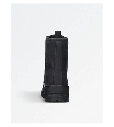 Shop Yeezy Season 5 Nubuck-leather Military Boots In Black