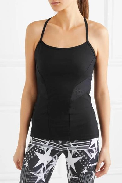 Shop Bodyism I Am Starry Perforated Printed Stretch-jersey Top In Black
