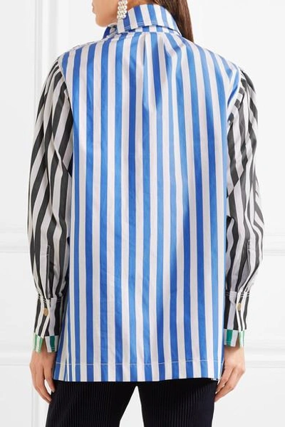 Shop Sonia Rykiel Striped Cotton-poplin Shirt In Blue