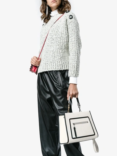 Shop Fendi White Runaway Leather Shoulder Bag
