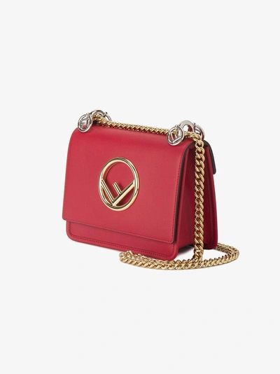 Shop Fendi Red Kan I F Small Leather Shoulder Bag