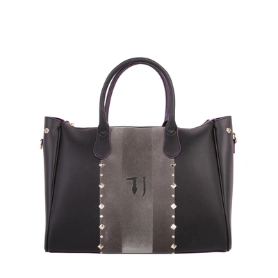 Shop Trussardi Blondie Faux Leather Tote Bag In Black