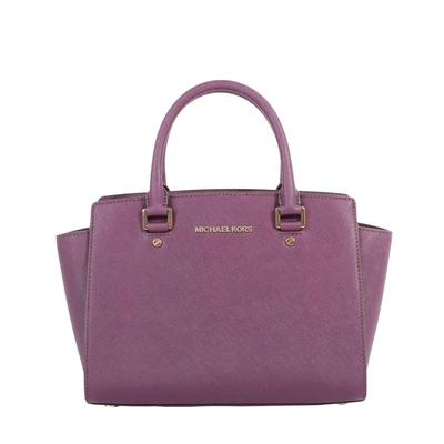 Shop Michael Michael Kors Selma Saffiano Leaher Bag In Purple