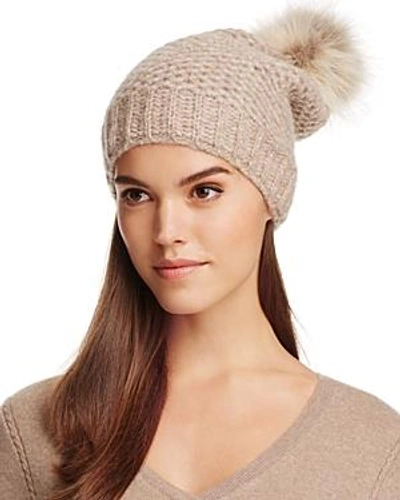 Shop Inverni Fur Pom-pom Slouchy Beanie - 100% Exclusive In Beige