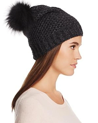 Shop Inverni Fur Pom-pom Slouchy Beanie - 100% Exclusive In Charcoal