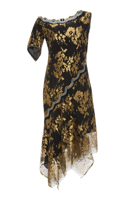 Shop Peter Pilotto Silk-blend Lace Asymmetric Dress In Black