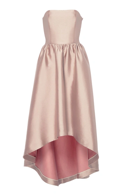 Shop Co Bonded Silk Twill Strapless Gown In Pink