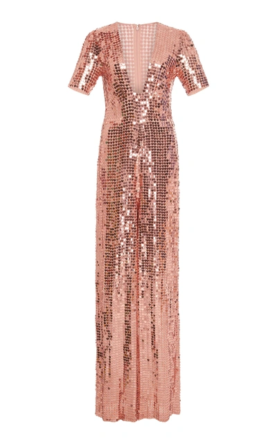Shop Temperley London M'o Exclusive Heart Charm Jumpsuit In Rose Gold