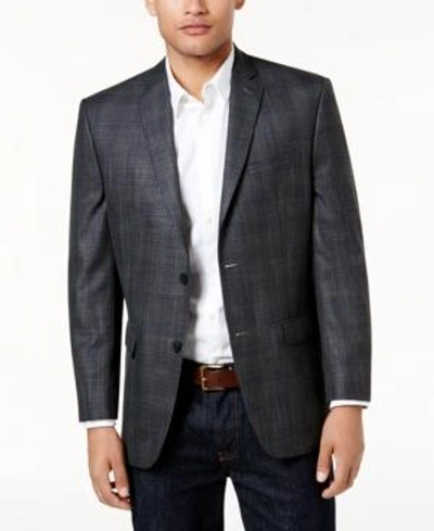 Shop Andrew Marc Marc New York By  Men's Slim-fit Gray Plaid Sport Coat In Grey