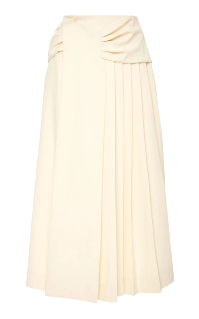 Shop Carven Pleated Cady Skirt In White