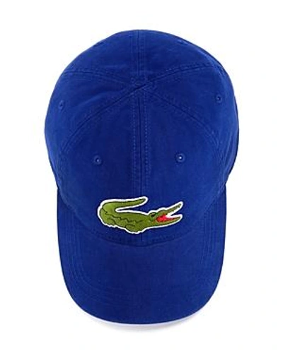 Shop Lacoste Big Croc Hat In Ocean Blue