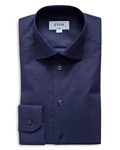 Shop Eton Textured Floret Slim Fit Dress Shirt In Navy