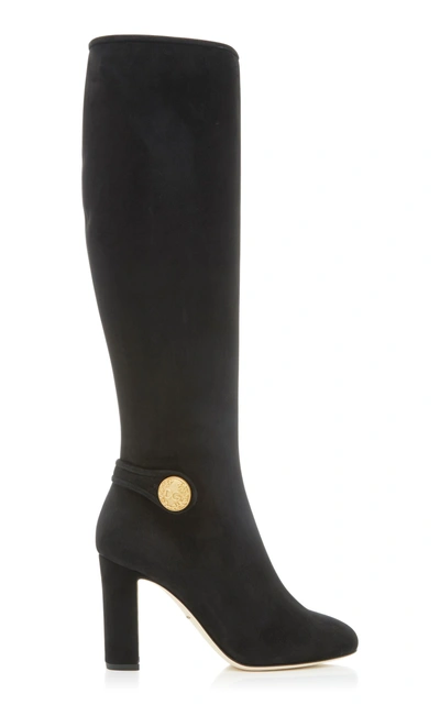 Shop Dolce & Gabbana Stretch-suede Boots In Black