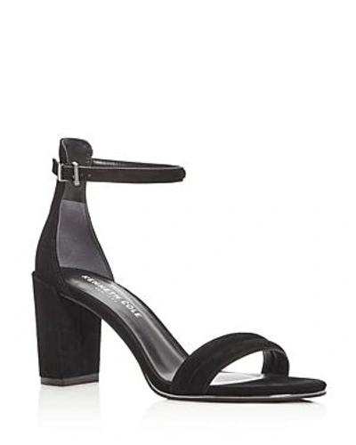 Shop Kenneth Cole Women's Lex Suede Ankle Strap High Block Heel Sandals In Black