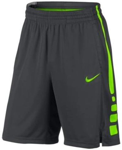Shop Nike Men's Elite Dri-fit 9" Basketball Shorts In Anthracite/electric Green