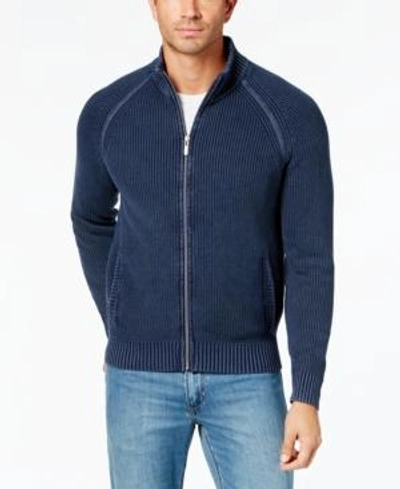 Shop Tommy Bahama Men's Coastal Shores Ribbed-knit Full-zip Sweater In Blue Note
