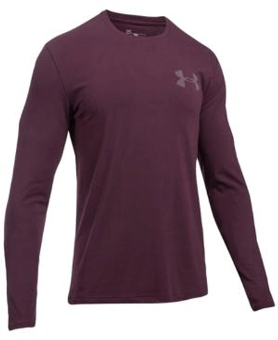 Shop Under Armour Men's Charged Cotton Long-sleeve T-shirt In Burgundy
