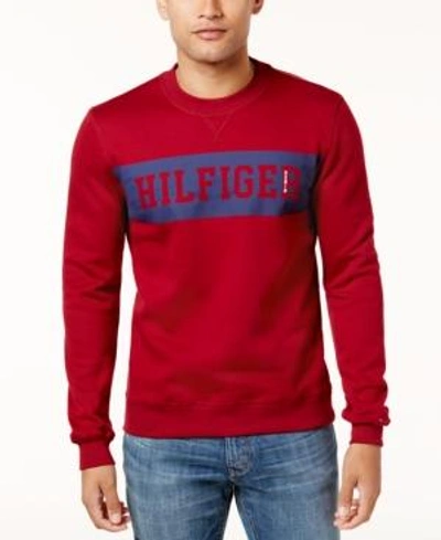 Shop Tommy Hilfiger Men's Graphic-print Sweatshirt In Rhubarb