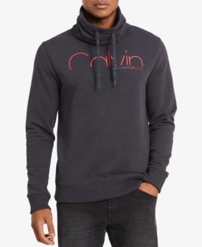 Shop Calvin Klein Jeans Est.1978 Men's Funnel-neck Logo Sweatshirt In Dark Shadow