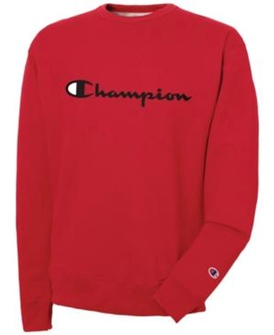 Shop Champion Men's Powerblend Script Logo Sweatshirt In Team Red