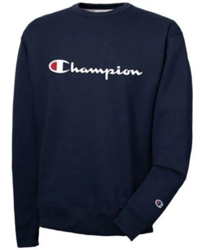 Shop Champion Men's Powerblend Script Logo Sweatshirt In Navy