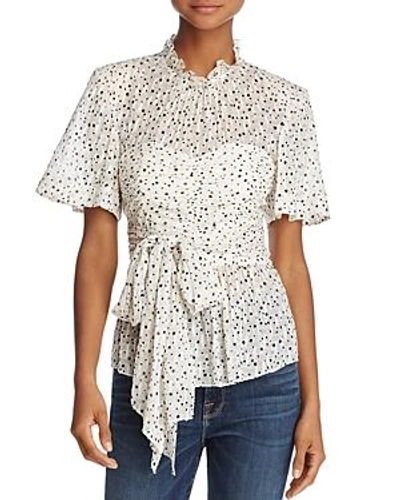 Shop Rebecca Taylor Star Print Tied Top In Snow Combo