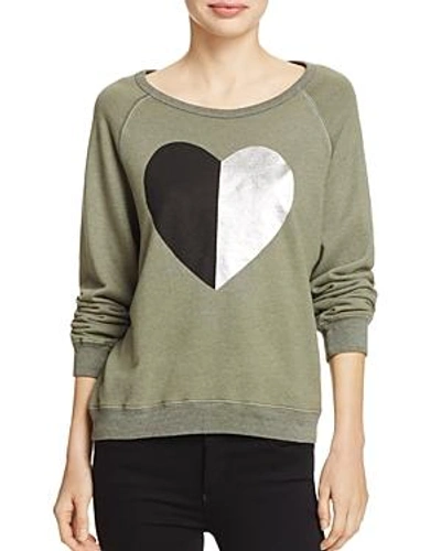 Shop Sundry Split-heart Sweatshirt In Heather Army
