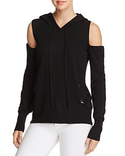 Shop Pam & Gela Cold-shoulder Hoodie In Black