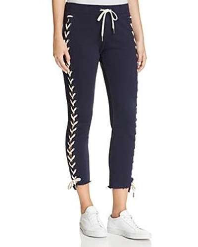 Shop Pam & Gela Lace-up Cropped Jogger Pants In Neat Navy