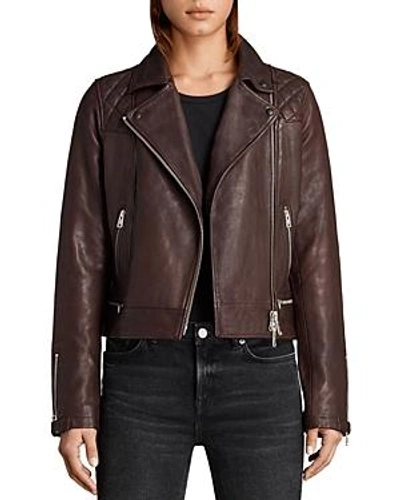 Shop Allsaints Conroy Quilted Leather Biker Jacket In Oxblood Red