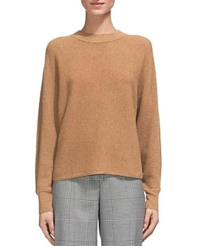 Shop Whistles Dolman Wool & Cashmere Horizontal-ribbed Sweater In Camel
