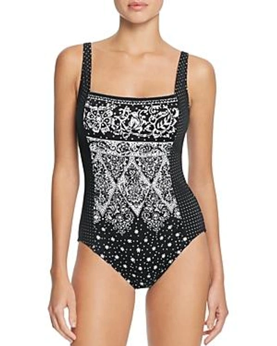 Shop Gottex Star Fame Square Neck One Piece Swimsuit In Black