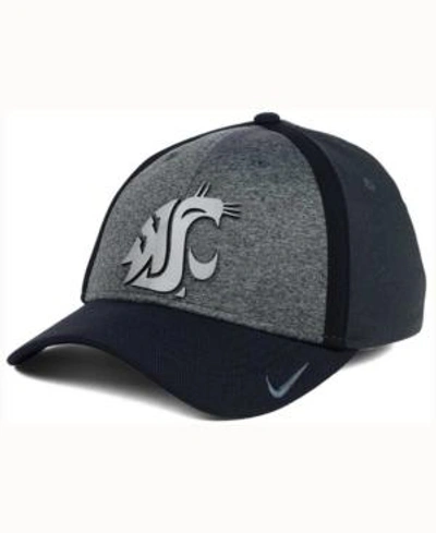 Shop Nike Washington State Cougars Heather Stretch Fit Cap In Anthracite/reflective Silver