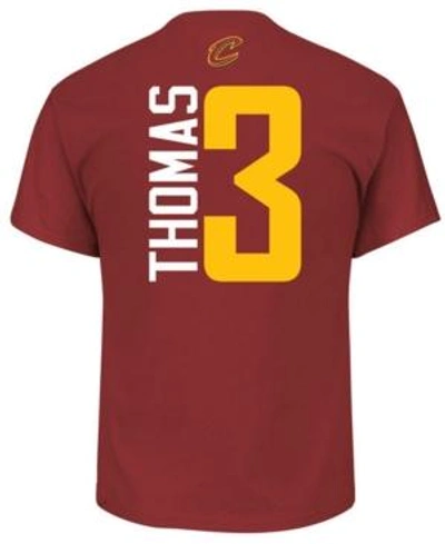 Shop Majestic Men's Isaiah Thomas Cleveland Cavaliers Vertical Name And Number T-shirt In Maroon