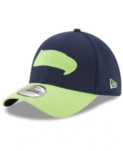 Shop New Era Seattle Seahawks Logo Surge 39thirty Cap In Navy/lime