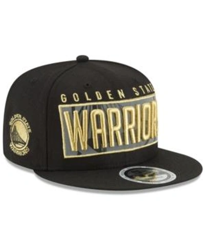 Shop New Era Golden State Warriors Golden Reflective 9fifty Snapback Cap In Black/metallic Gold/reflective Silver