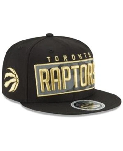 Shop New Era Toronto Raptors Golden Reflective 9fifty Snapback Cap In Black/metallic Gold/reflective Silver