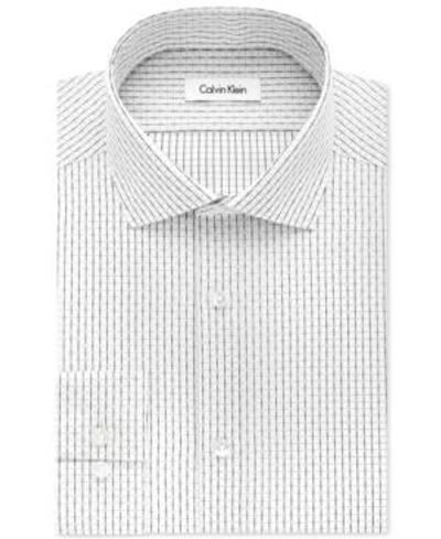Shop Calvin Klein Steel Men's Slim-fit Non-iron Black Night Grid Dress Shirt