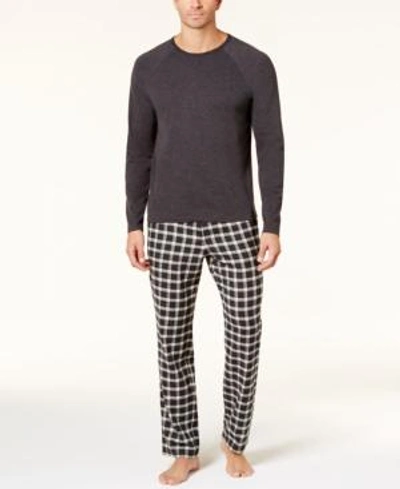 Shop Ugg Men's Steiner Cotton Plaid Pajama Set In Black