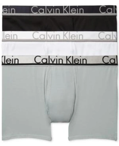 Shop Calvin Klein Men's Comfort Microfiber Trunk 3 Pack In Black/stone Grey/white