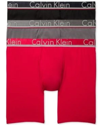 Shop Calvin Klein Men's Comfort Microfiber Boxer Brief 3 Pack In Red/grey/black