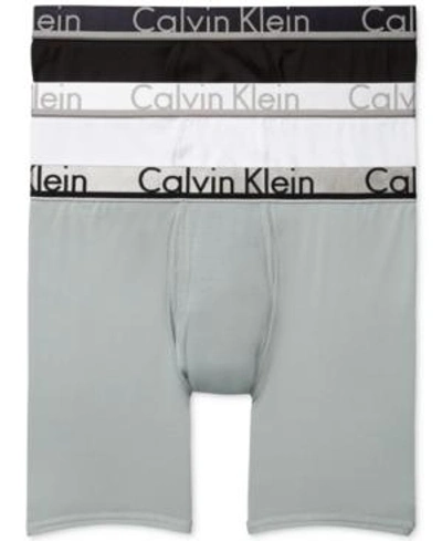 Shop Calvin Klein Men's Comfort Microfiber Boxer Brief 3 Pack In Black/stone Grey/white