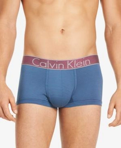 Shop Calvin Klein Men's Customized Stretch Low-rise Trunks In Indigo/purple Band