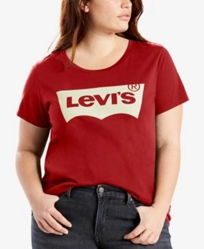 Shop Levi's Plus Size Graphic Logo T-shirt In Batwing Red Dahlia