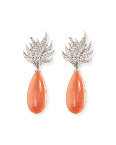 Shop Assael Angel Skin Coral/diamond Earrings